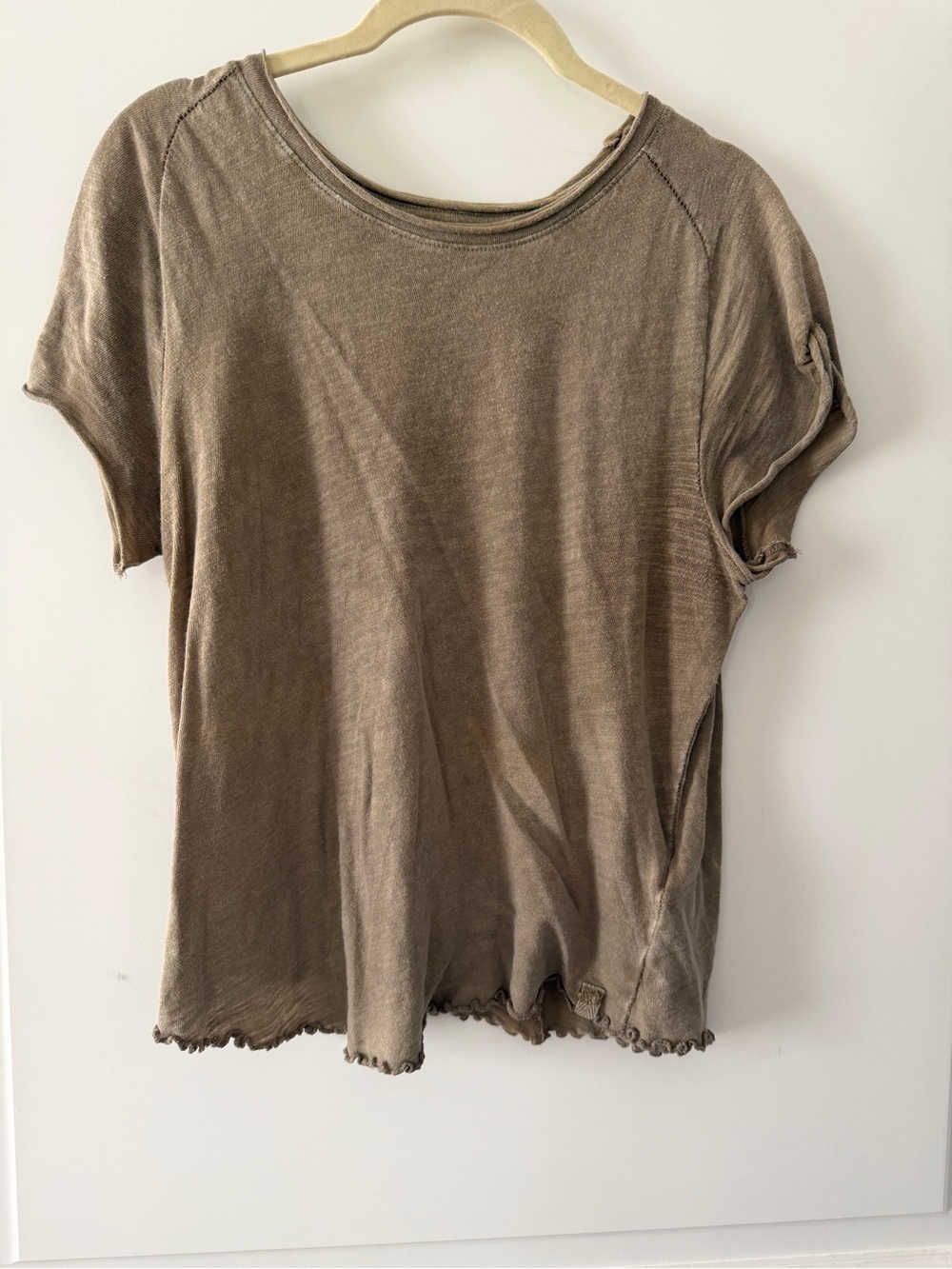 Free People Women’s Casual Washed Green Short Sleeve Top